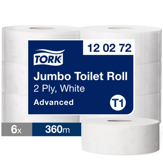 [HY120272] Toaletný papier 2-vrstvový. TORK Jumbo 26 cm, kotúč 360 m, biela T1 (6 ks)