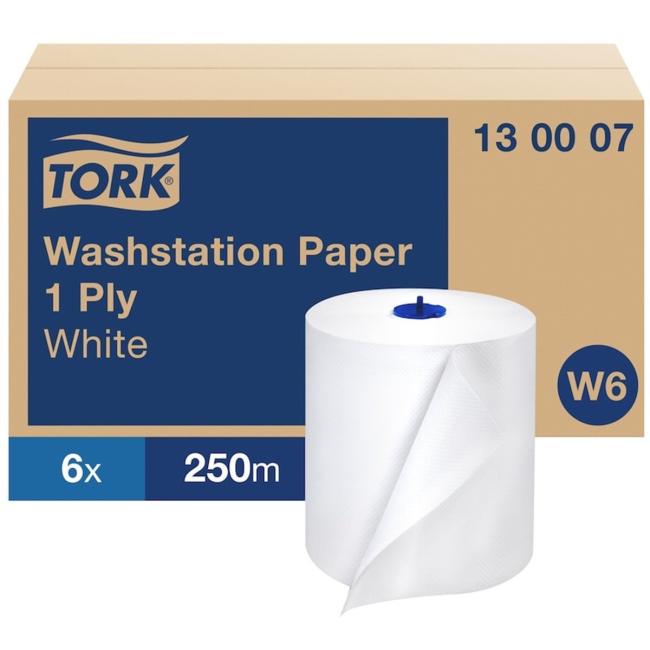 [HY130001] Paper towels in a 1-layer roll. TORK Basic white W6, reel 250 m (6 pcs.)
