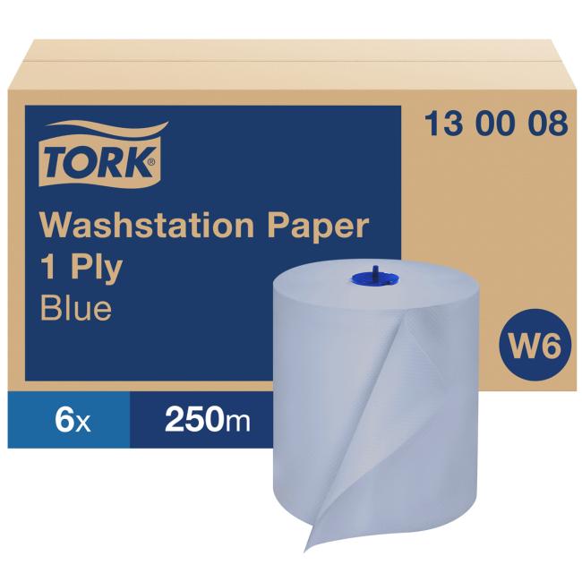 [HY130002] Paper towels in a 1-layer roll. TORK Basic blue W6, reel 250 m (6 pcs.)