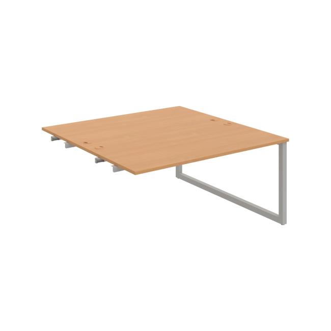 Work table UNI O, extendable. chain, 160x75.5x160 cm, beech/grey