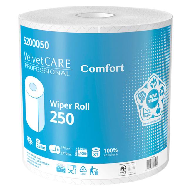 Paper towels in a roll 2-layer VELVET CARE 100% cellulose 250m (2pcs)