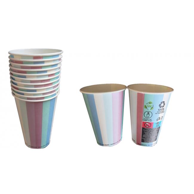 Papierový pohár „farebné pruhy“ Ø 73 mm, 0,18 l (50 ks)