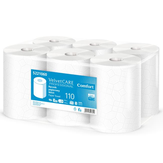 Paper towels in a roll 2-layer VELVET CARE Maxi 100% cellulose 110m (6 pcs)