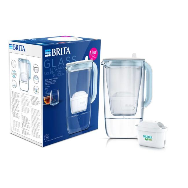 [HY228824] Filtračná kanvica Brita Glass Jug, 2,5 l, sklo, svetlomodrá