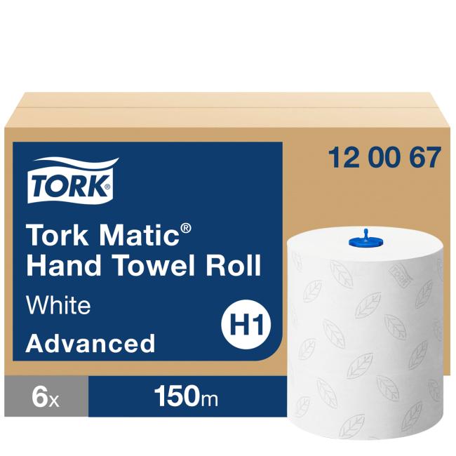[HY290067] Paper towels in a 2-layer roll. TORK Matic white soft H1, reel 150 m (6 pcs.)