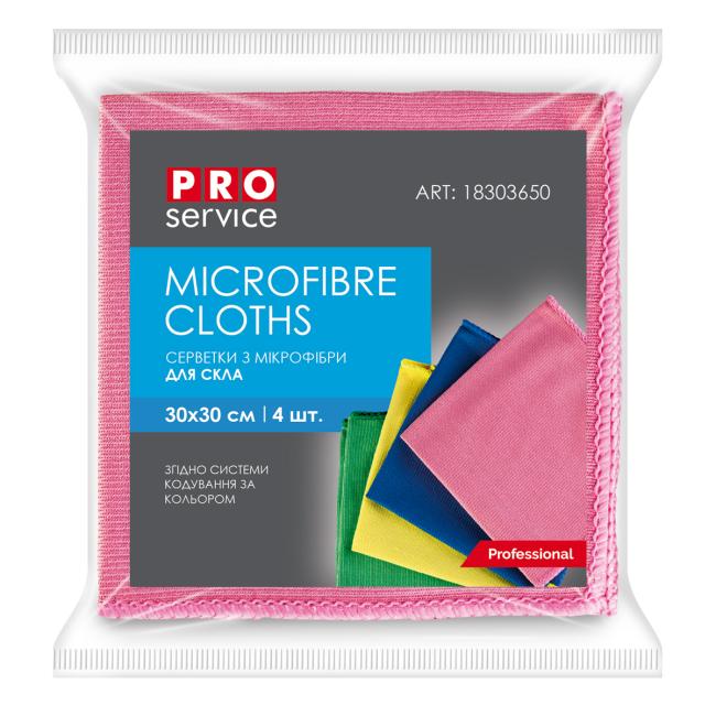 Microfiber cloth for glass, mix of colors, 30 x 30 cm, 4 pcs