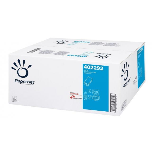 [HY402292] Papierové utierky skladané ZZ/V 2-vrstvové Papernet biele 210 ks