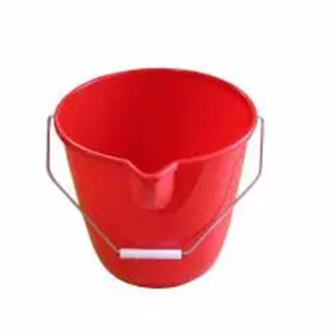 Round bucket with spout volume 10 l red