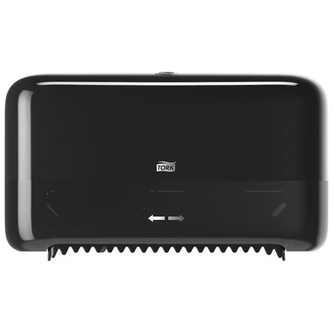 [HY558048] Dispenser for 2 rolls of Tork OptiServe tubeless toilet paper, black T7