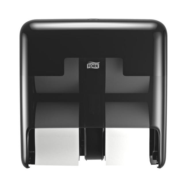 [HY558052] Dispenser for 4 rolls of Tork OptiServe tubeless toilet paper, black T7