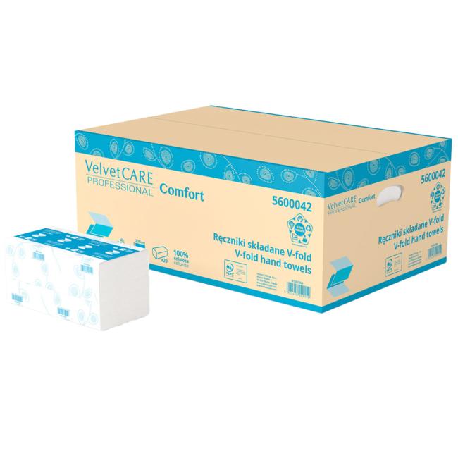 Paper towels folded ZZ 2-layer VELVET CARE 100% cellulose, 23x23cm (pack of 20)