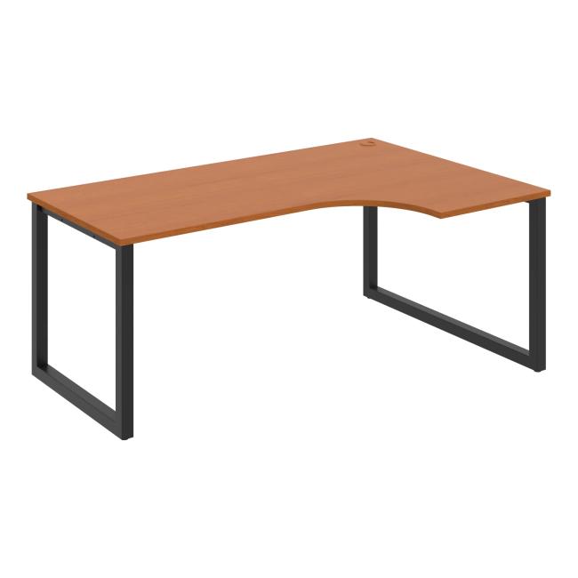 UNI O desk, ergo, left, 180x75.5x120 cm, cherry/black