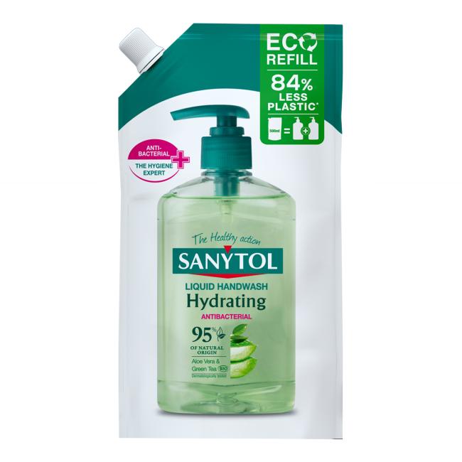 [HY650151] Sanytol liquid soap disinfectant, moisturizing, replacement refill, aloe vera, 500 ml