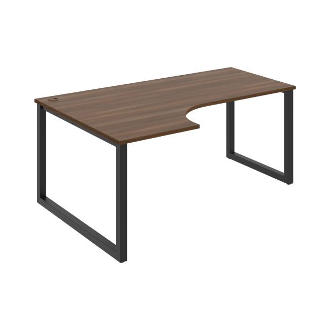 Work table UNI O, ergo, right, 180x75.5x120 cm, walnut/black