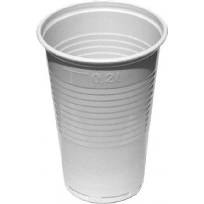 [HY732020] Plastové poháre 200 ml biele 100% recyklované (100 ks)