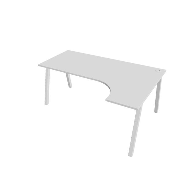 Work desk UNI A, ergo, left, 180x75.5x120 cm, white/white