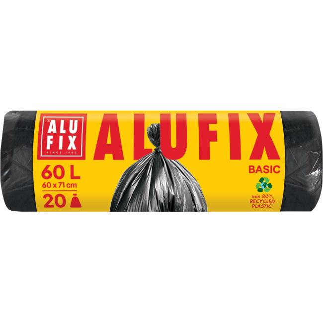 [HY946028] Garbage bags 60 l / 20 pcs, Economy, 13 mic., 59 x 72 cm, black, HDPE