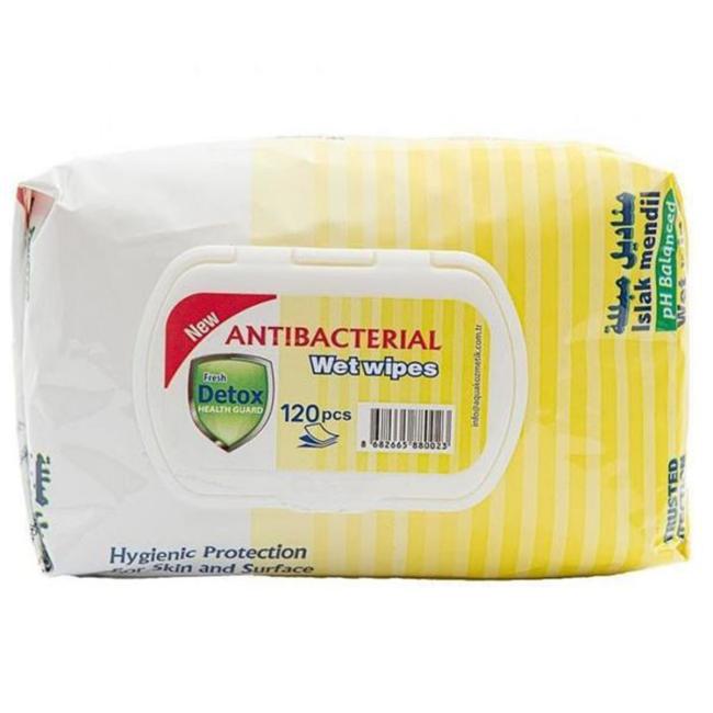 Antibacterial wet wipes Fresh Detox Lemon for hands and surfaces (120 pcs.)