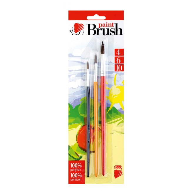 Sada štetcov 3 ks 4-6-10 guľatá, farebná rukoväť