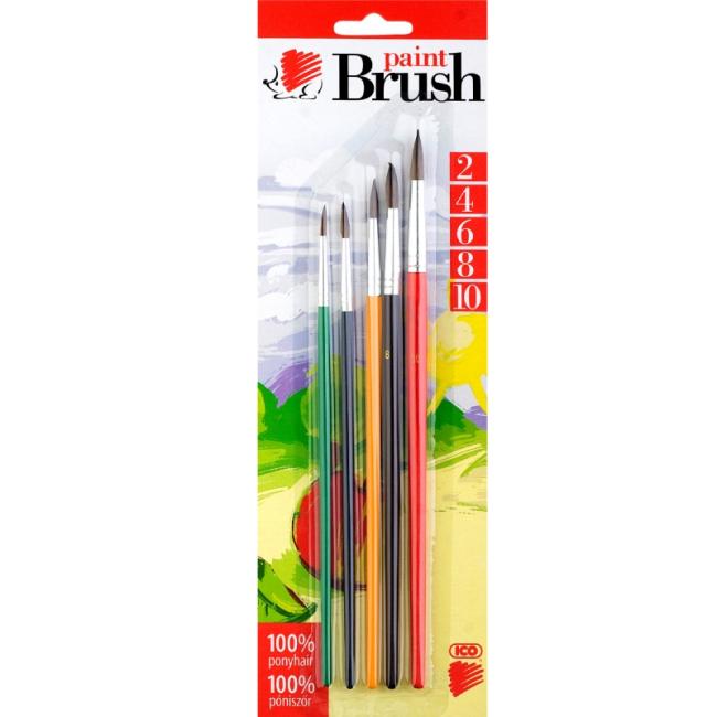 Brush set 5 pcs 2-4-6-8-10 round, colored handle