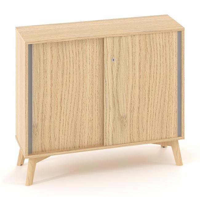 [IR100076] ALFA ROOT bookcase, sliding door, 1 shelf, 100x45x88.7cm, oak