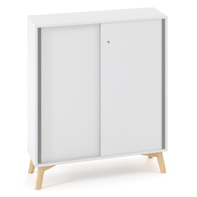 [IR100077] ALFA ROOT bookcase, sliding door, 2 shelves, 100x45x121.5cm, white