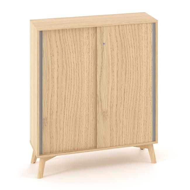 ALFA ROOT bookcase, sliding door, 2 shelves, 100x45x121.5cm, oak