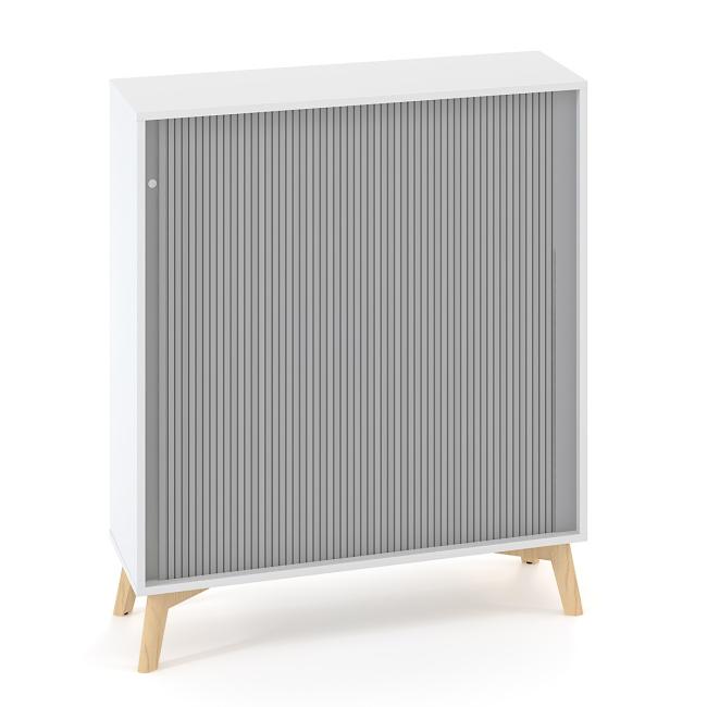 ALFA ROOT bookcase, RAL9010 louvered door, 2 shelves, 100x45x121.5cm, white