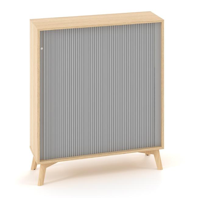 Policový diel ALFA ROOT, lamelové dvere RAL9010, 2 police, 100x45x121,5cm, dub