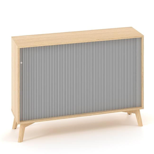 Policová skriňa ALFA ROOT s del.priečkou, žalúziové dvere RAL9010, 1 polica, 120x45x88,7cm, dub