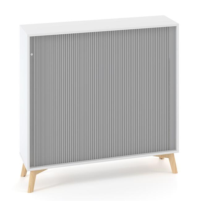 Policová skriňa ALFA ROOT s del.priečkou, žalúziové dvere RAL9010, 2 police, 120x45x121,5cm, biela