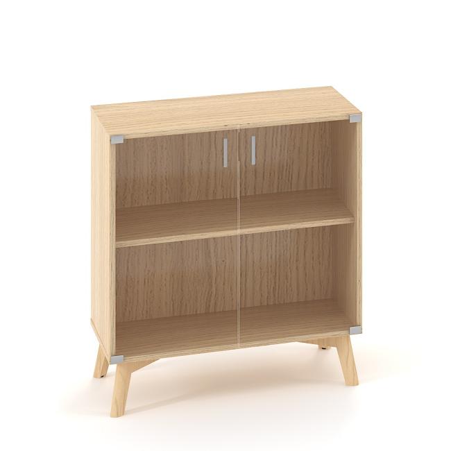 ALFA ROOT bookcase, glass, 1 shelf, 80x45.8x88.7cm, oak