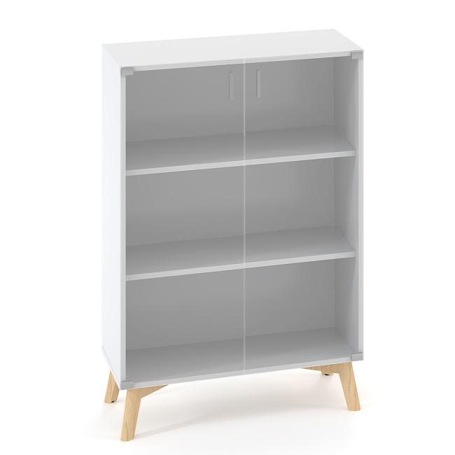 [IR100097] ALFA ROOT bookcase, glass, 2 shelves, 80x45.8x121.5cm, white