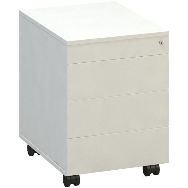 ALFA mobile container, 3+1 drawer, without handles, white