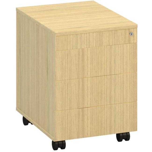 Mobile container ALFA, 3+1 drawer, without handles, oak