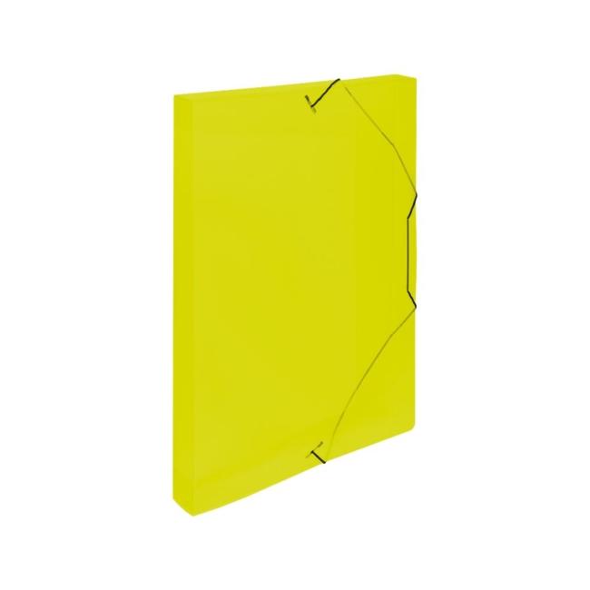 [KP251600] Plastic box with rubber band PP cardboard transparent yellow
