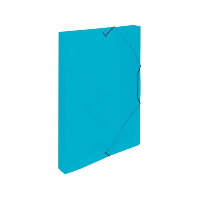 Plastic box with rubber band PP transparent blue cardboard