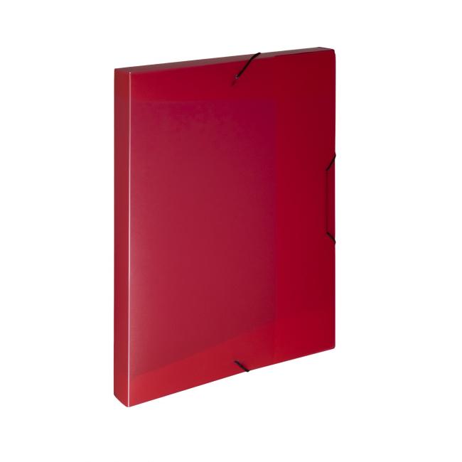 [KP256000] Plastic box with rubber band PP Opaline red cardboard