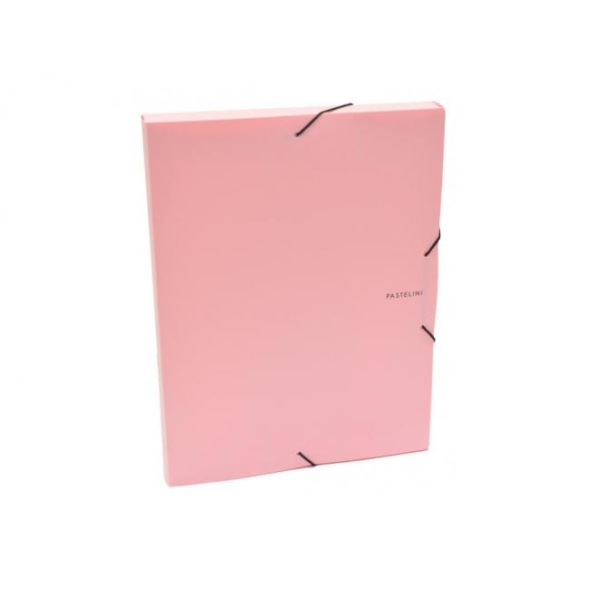 Plastic box with rubber band. Cardboard PP Pastelini pink