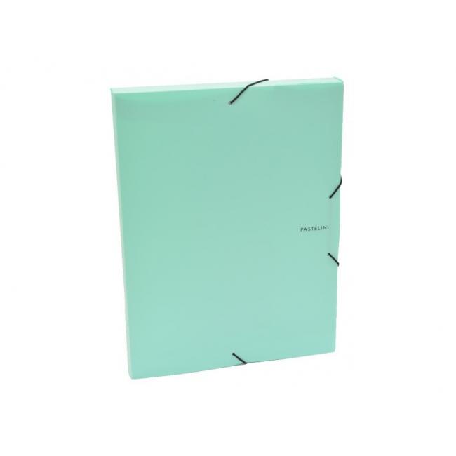 Plastic box with rubber band. Cardboard PP Pastelini green