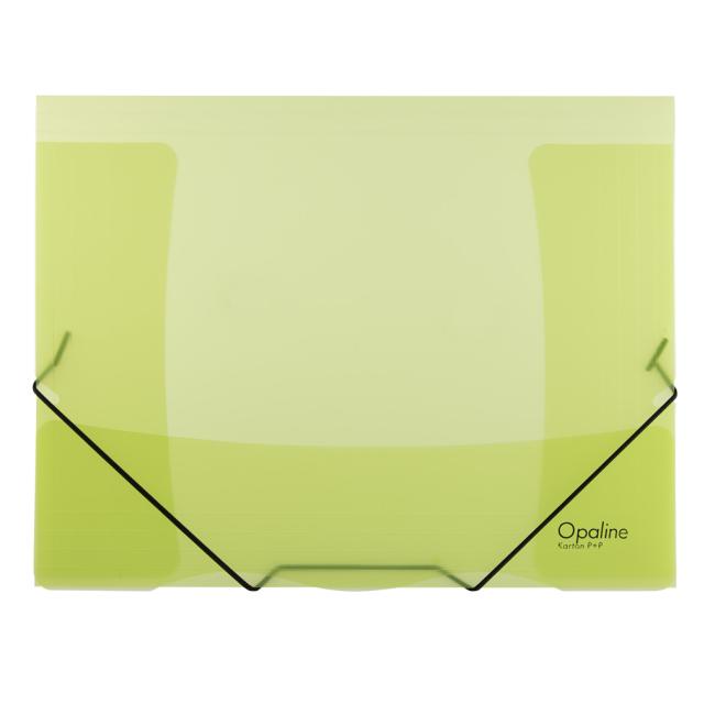 [KP259300] Plastic packaging with rubber band PP Opaline cardboard, green