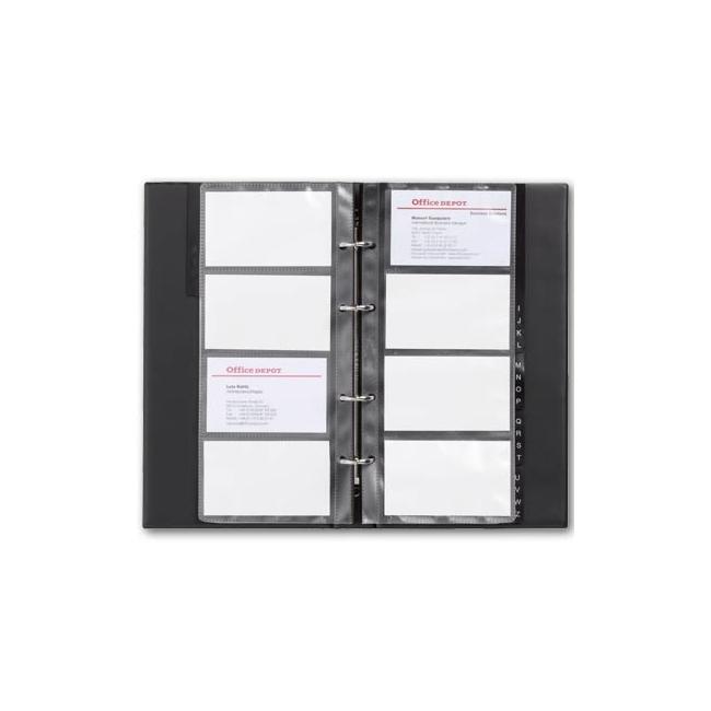 Prenosná 4-krúžková vizitka na 80 vizitiek s registrom KARTON PP čierna