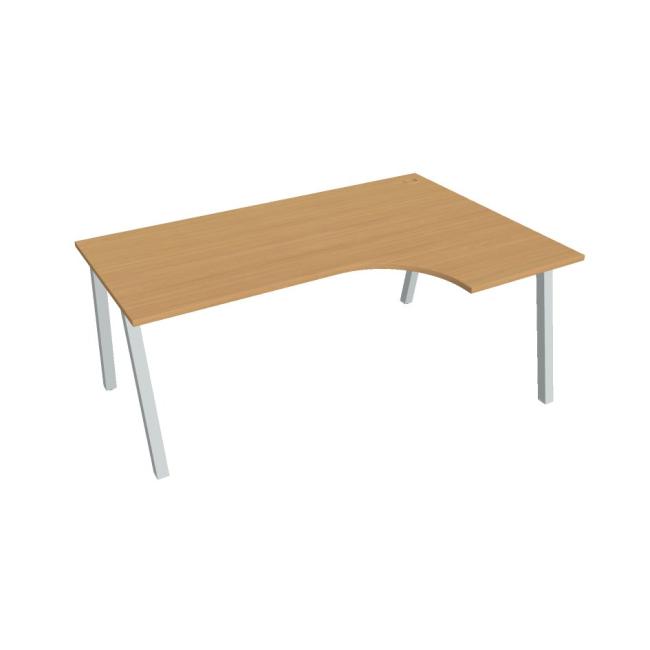 Desk UNI A, ergo, left, 180x75.5x120 cm, beech/grey