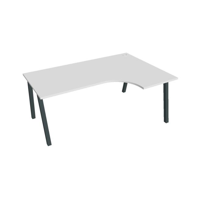Work desk UNI A, ergo, left, 180x75.5x120 cm, white/black