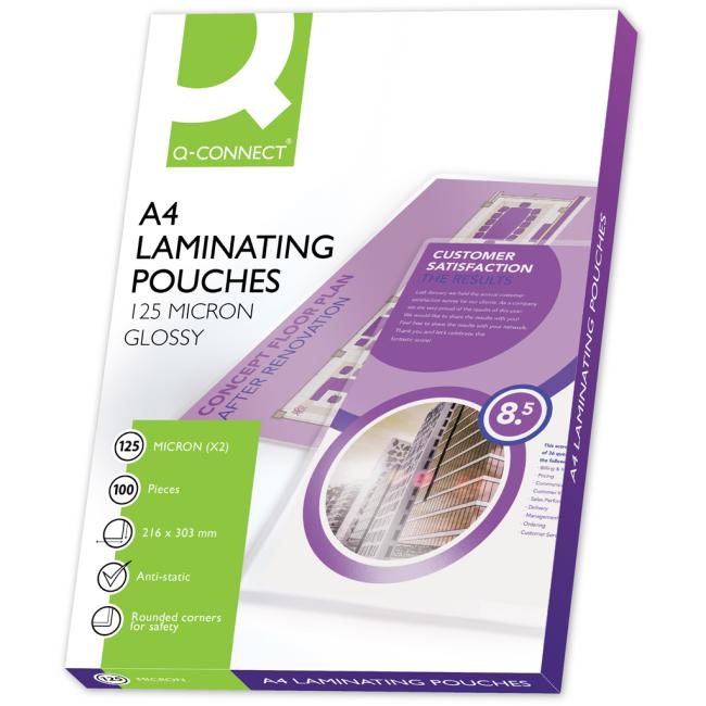 Q-Connect laminating film 216x303 A4 125mic