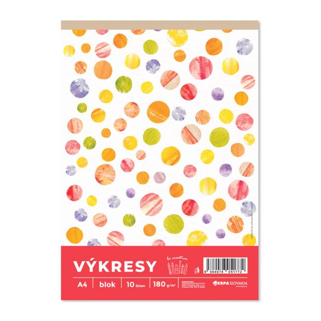 Výkresy 180 g, A4, 10 ks v bloku, farba biela