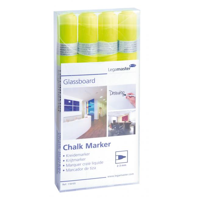 Chalk marker GLASSBOARD yellow 4 pcs
