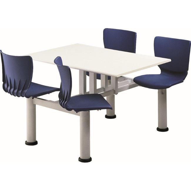 [AB300535] Set MONO MENZA table with swivel chairs, gray base, blue seats, without table top