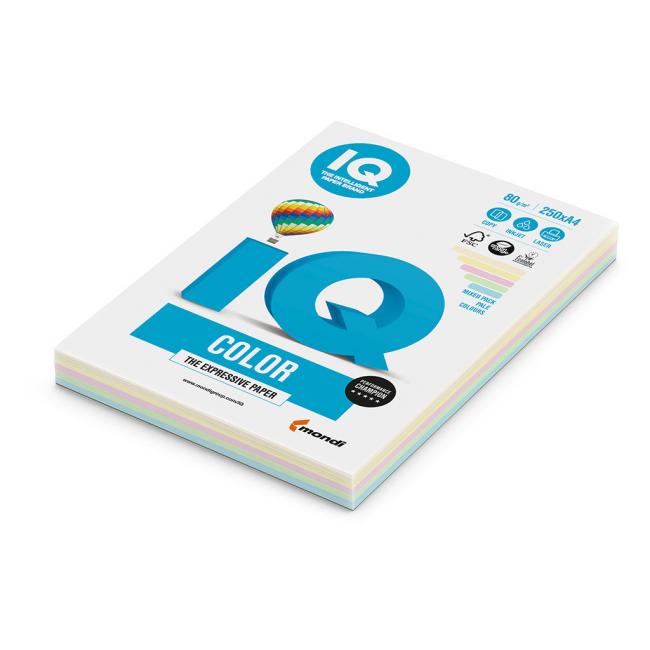 Colored paper IQ color 5x20 mix pastel colors, A4, 160g