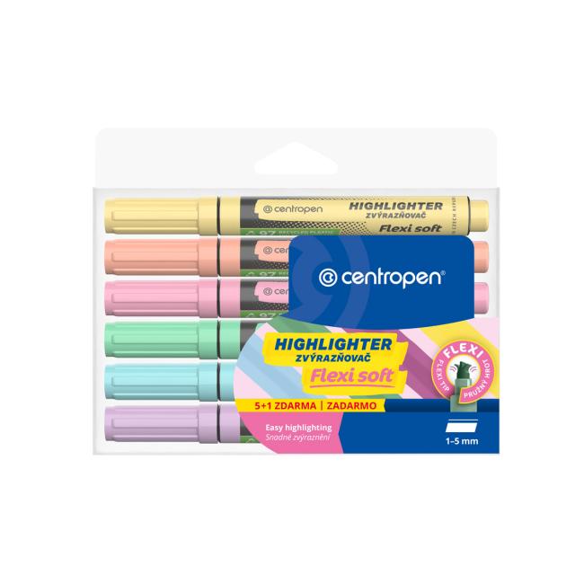 Highlighter set Centropen 8542 Flexi Soft 6f